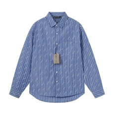 BALENCIAGA 발렌시아가 8023 스트라이프 올오버 로고 셔츠