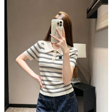 CHANEL 샤넬 33009 CC 스트라이프 카라 니트 반팔 2COLOR