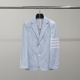 THOM BROWNE 톰브라운 화이트완장 스트라이프 린넨 자켓