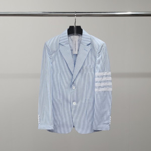 THOM BROWNE 톰브라운 화이트완장 스트라이프 린넨 자켓