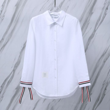 THOM BROWNE 톰브라운 010 우먼 RWB 리본 커프스 옥스포드 셔츠