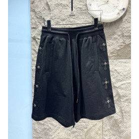 CHROME HEARTS 크롬하츠 레더 메탈크로스 하프팬츠