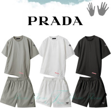 PRADA 프라다 오버핏 시어서커 세트