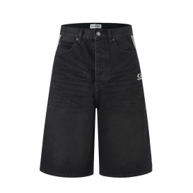 BALENCIAGA 발렌시아가 607079 루프 스포츠 로고 워싱 하프 데님 팬츠