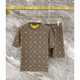 LOUIS VUITTON 루이비통 607122 컬러 모노그램 자수 올오버 반팔&반바지 세트 2COLOR