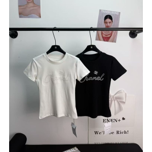 CHANEL 샤넬 1003 라인스톤 로고 반팔 2COLOR
