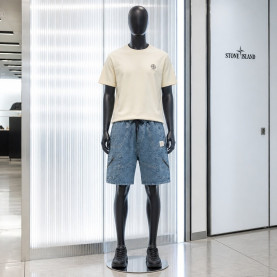 STONE ISLAND 스톤아일랜드 지퍼 멀티 절개 버뮤다 밴딩 데님팬츠