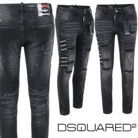 DSQUARED2 디스퀘어드2 플래그 패치 블랙 슬림 일자진