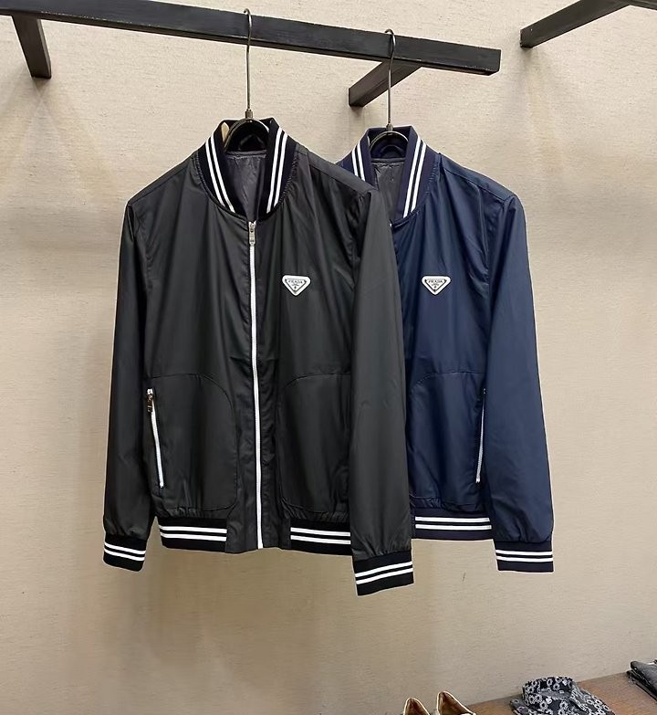 PRADA 프라다 리버시블 삼각로고 봄버자켓
