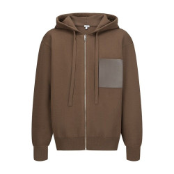 LOEWE 로에베 60303 가죽 패치 포켓 니트 후드 집업 2COLOR