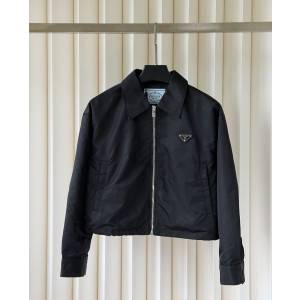 PRADA 프라다 60320 여성 리나일론 크롭 블루종 자켓