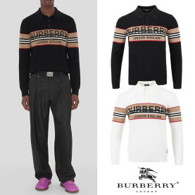 BURBERRY 버버리 아이콘 스트라이프 롱슬리브 카라 니트