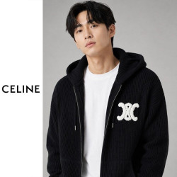 CELINE 셀린느 트리옹프 울 후드 집업 가디건