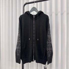 CHROME HEARTS 크롬하츠 레더 플로랄 패치 후드집업