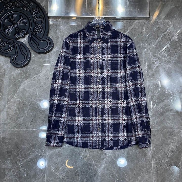 CHROME HEARTS 크롬하츠 7061 올오버 플로랄 크로스 자카드 플란넬 체크 셔츠 2COLOR