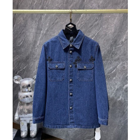 CHROME HEARTS 크롬하츠 7062 레더 크로스 데님 셔츠 자켓