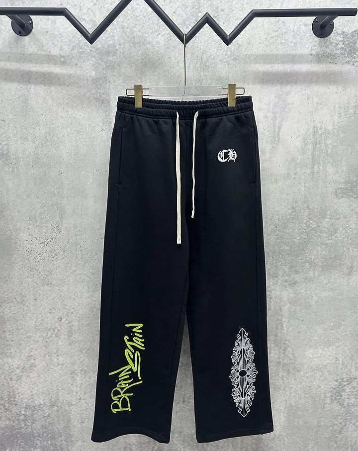 CHROME HEARTS 크롬하츠 7073 매티 보이 브레인 스테인 플로랄 크로스 스웨트 팬츠