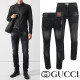 GUCCI 구찌 모노그램 레더 패치 흑청 슬림진