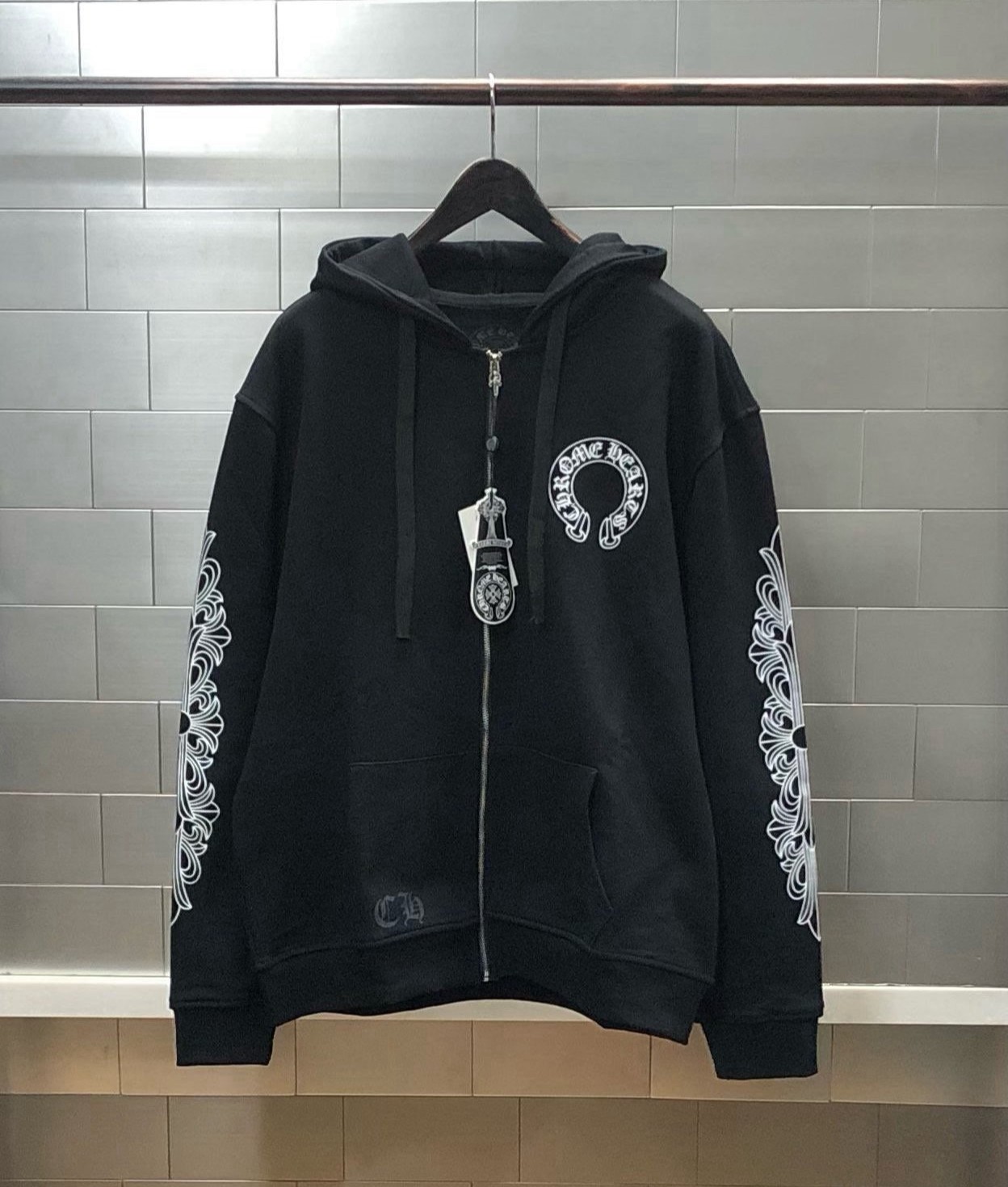 CHROME HEARTS 크롬하츠 홀스슈 플로랄 플리스 후드집업